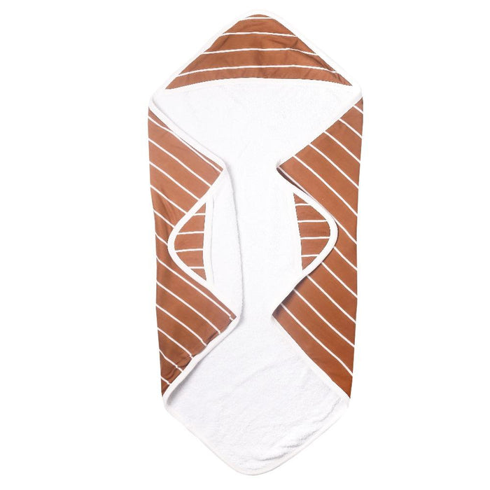 Copper Pearl Muslin Hooded Towel - Camel Stripe