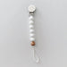Pacifier + Teether Clip- Silicone with 1 Beechwood Bead - White