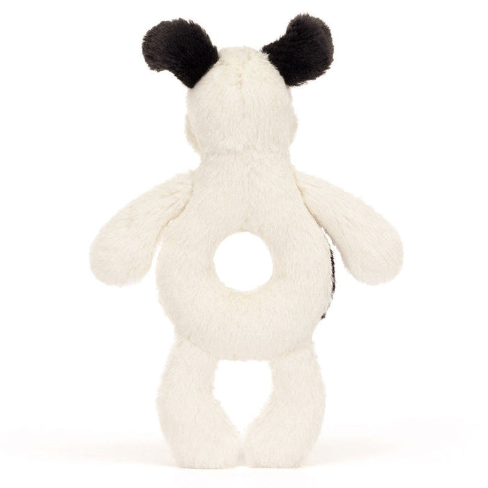 Jellycat Bashful Rufferty Black & Cream Puppy Ring Rattle