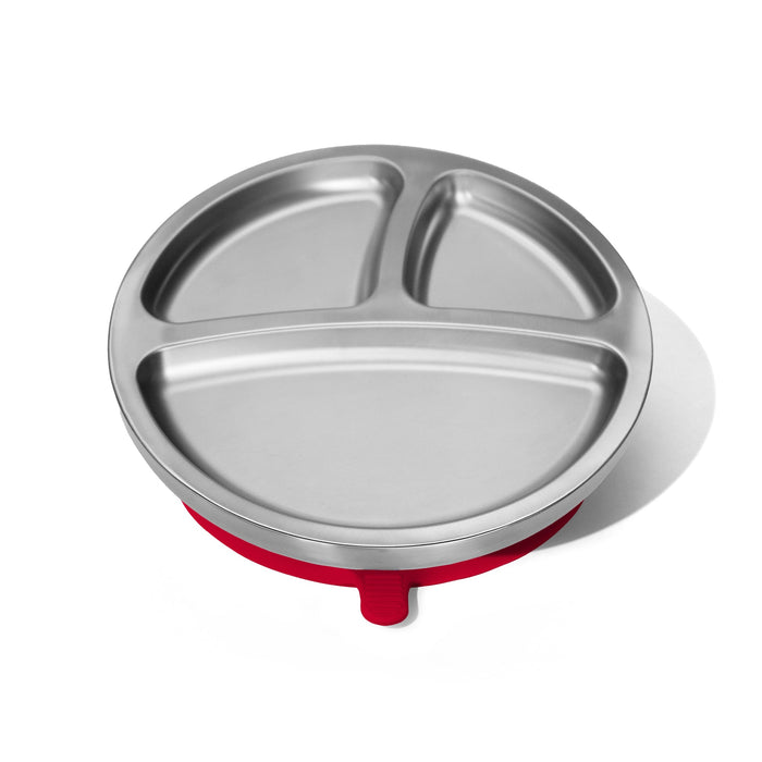 Avanchy Baby Round Divided Plate | Stainless Steel & Silicone | Magenta