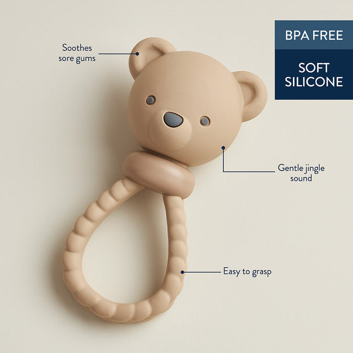 Itzy Ritzy Sweetie Rattle Silicone Teether | Bear