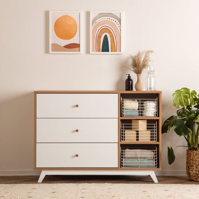 Dadada Central Park 3-Drawer, Two Shelf Nursery Dresser