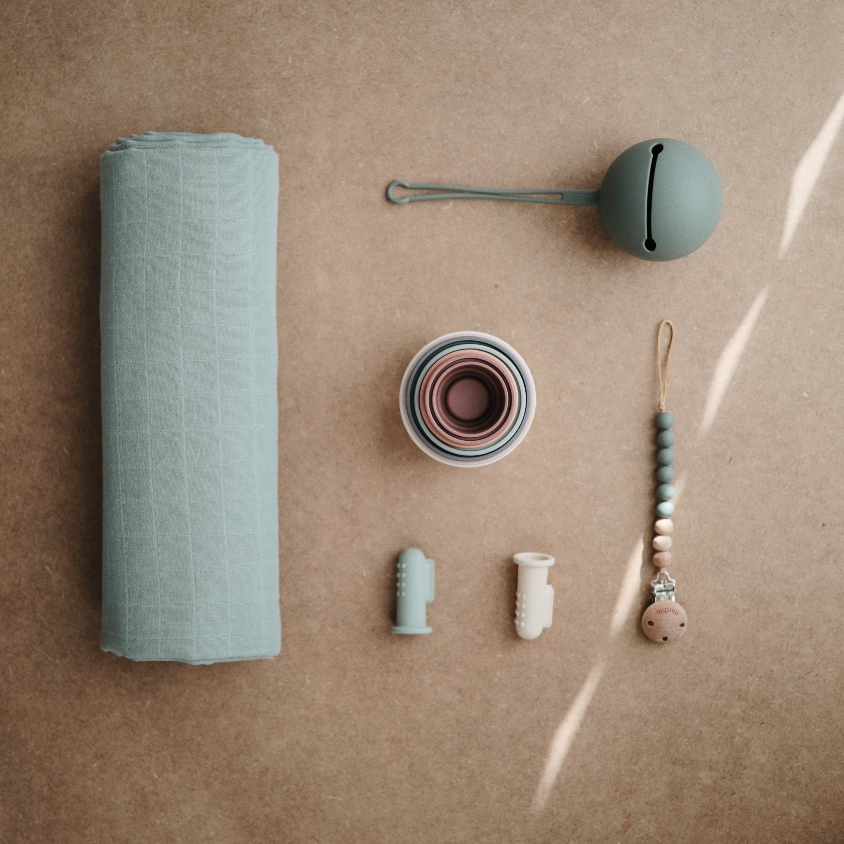 Mushie Newborn Gift Set (Olive) — Lullaby Baby Brooklyn