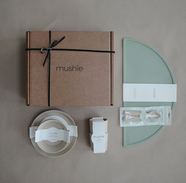 Mushie Mealtime Gift Set (Cambridge Blue/Vanilla)