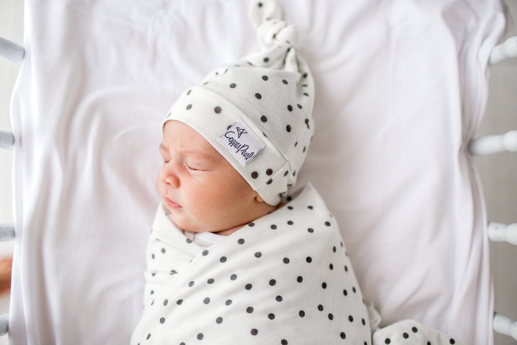 Copper Pearl Newborn Top Knot Hat - Willow