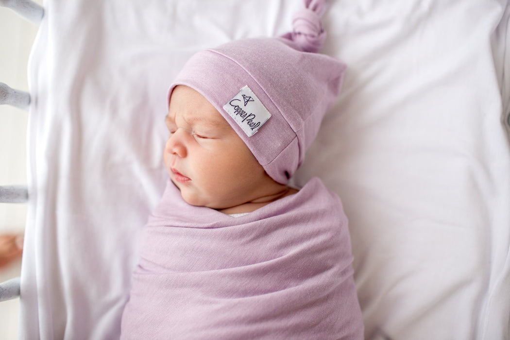 Copper Pearl Newborn Top Knot Hat - Lily