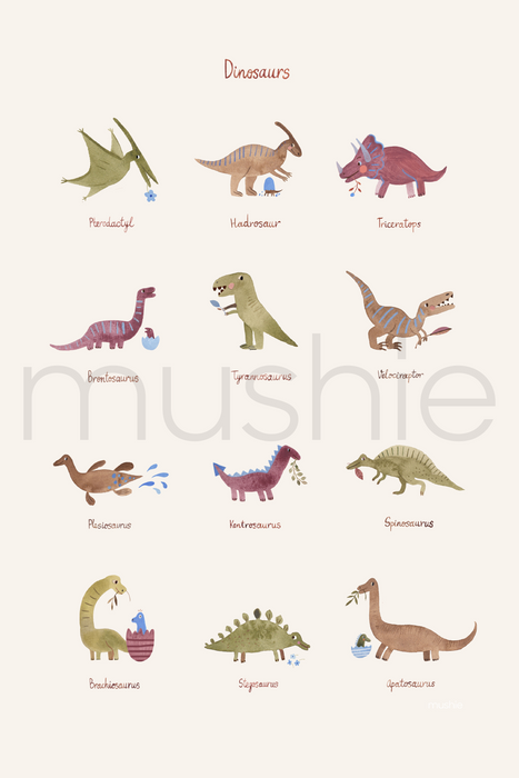 Mushie Dinosaurs Poster