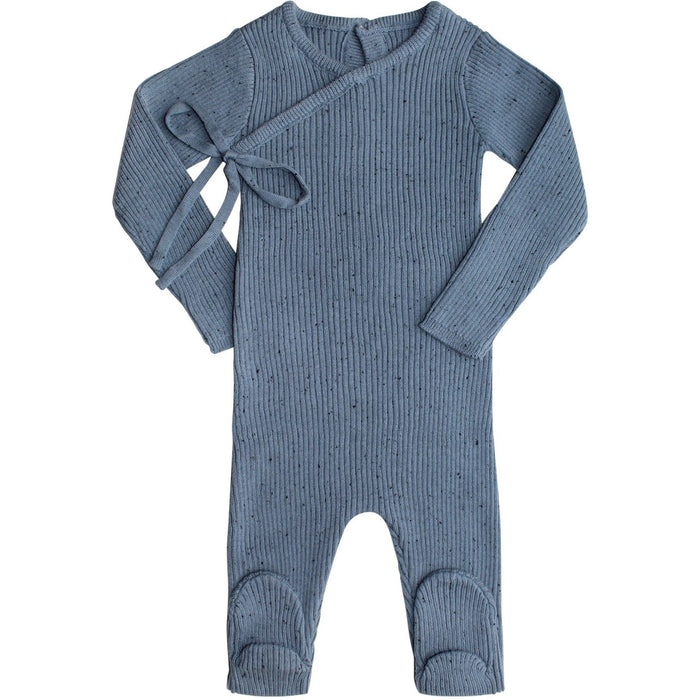 Pippin Speckled Ribbed Knit Footie Indigo