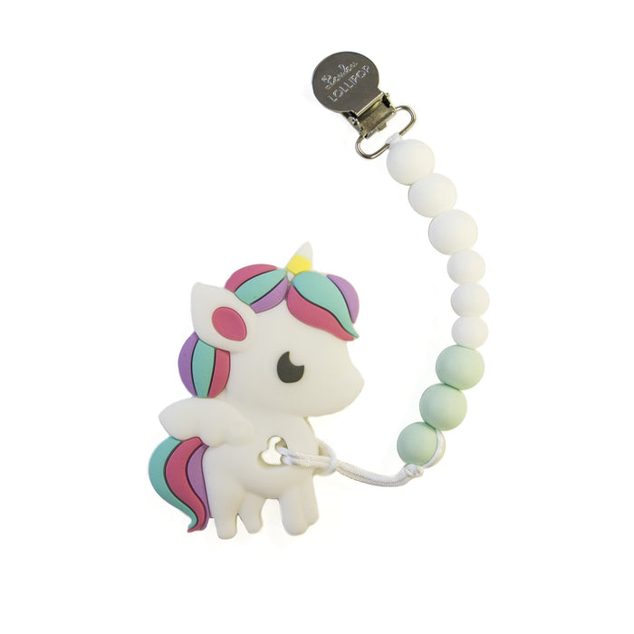 Loulou Lollipop Rainbow Unicorn Teether with Holder Set