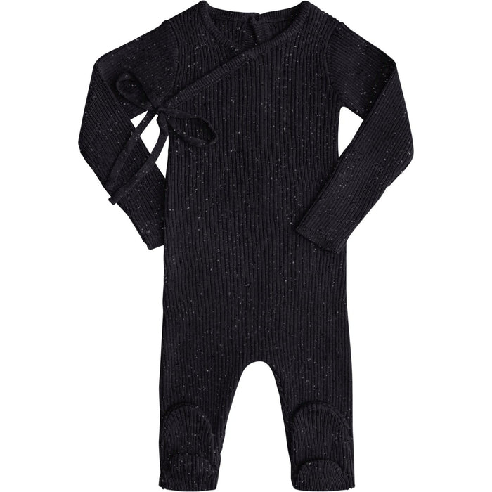 Pippin Speckled Ribbed Knit Footie Onyx